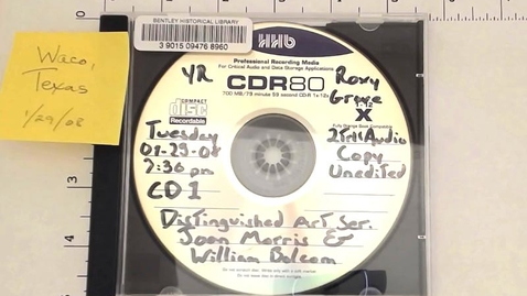 Thumbnail for Sound recordings, 1958, 1962-1968, 1971-2009 (scattered), undated &gt; Digital Recordings, circa 1982-2009 (scattered) &gt; Distinguished Artist Series, Waco, Texas, January 29, 2008 &gt; Disc 1 of 2