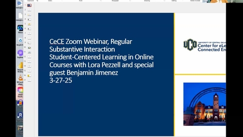 Thumbnail for CeCE Zoom Webinar RSI Student Centered Learning in Online Courses with Benjamin Jimenez 3-27-25