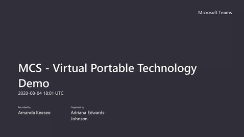 Thumbnail for MCS - Virtual Portable Technology Demo