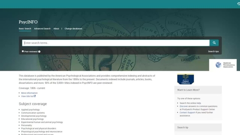 Thumbnail for PsycInfo Advanced Search
