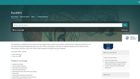 Thumbnail for entry PsycInfo Advanced Search