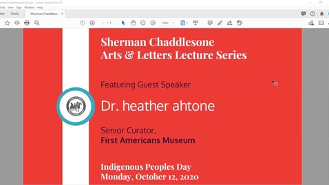 Thumbnail for entry Sherman Chaddlesone Arts and Letters Lecture: Dr. heather ahtone, senior curator of the First Americans Museum