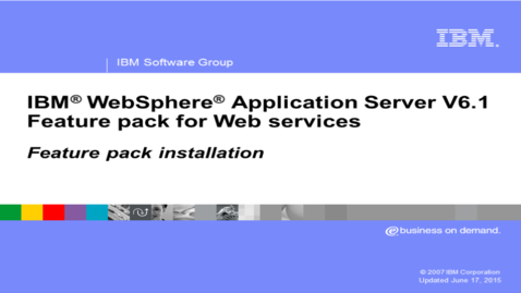 Thumbnail for Feature pack for Web services installation