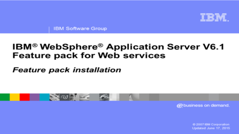 Thumbnail for entry Feature pack for Web services installation