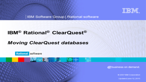 Thumbnail for entry Moving ClearQuest databases