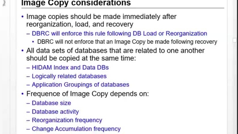 Thumbnail for entry CM22 IMS Physical Organization of Databases Unit 13 Part 2 (Database Recovery)