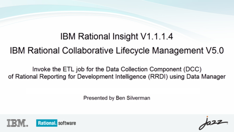 Thumbnail for entry Integrating the Data Collection Component into IBM Rational Insight