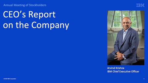 Thumbnail for 2020 Annual Meeting of Stockholders: CEO Report on Company
