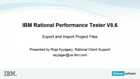 Thumbnail for entry Export and Import Project Files in Rational Performance Tester