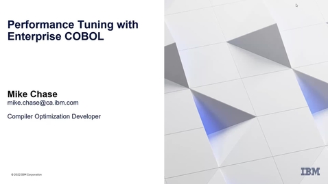 Thumbnail for entry Enterprise COBOL for z/OS Performance Tuning Webinar