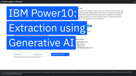 Thumbnail for AI on Power: IBM Power10 Entity Extraction (Demo)