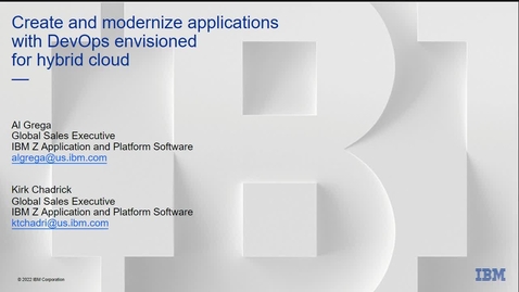 Thumbnail for Create and Modernize Applications with DevOps envisioned for Hybrid Cloud