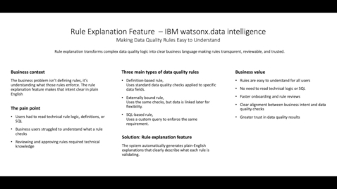 Thumbnail for Making data quality rules easier to understand with watsonx.data intelligence