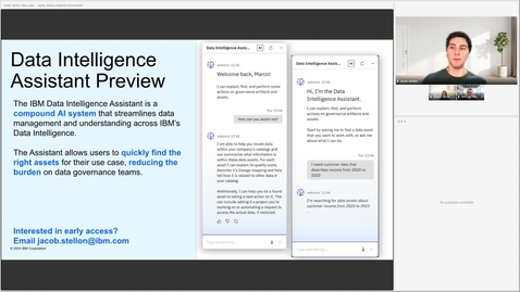 Thumbnail for Meet the Data Intelligence Assistant: Smarter Asset Search &amp; Insights in IBM Knowledge Catalog