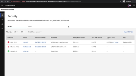 Thumbnail for WebSphere Automation- Fix History