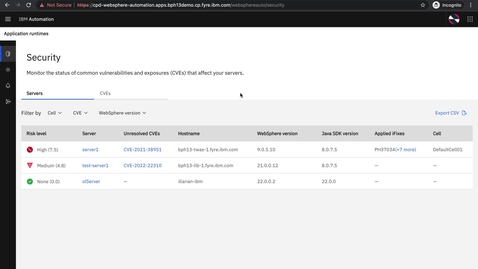 Thumbnail for entry WebSphere Automation- Fix History