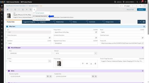 Thumbnail for IBM Product Master's generative AI capabilities, powered by watsonx