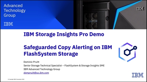 Thumbnail for IBM Storage Insights Pro to alert on IBM FlashSystem Safeguarded Copy