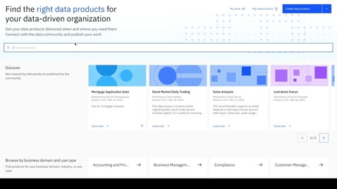 Thumbnail for IBM watsonx.data intelligence Data Product Hub demo