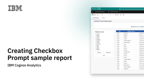Thumbnail for IBM Cognos Analytics - Creating Checkbox Prompt sample report