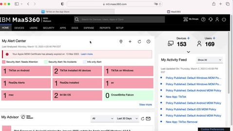 Thumbnail for How MaaS360 helps you prevent the use and/or download of TikTok on government owned devices