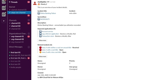 Thumbnail for entry Cloud Pak for AIOps Product Tour: Resolve incident