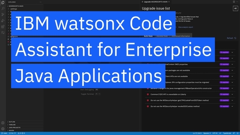 Thumbnail for IBM watsonx Code Assistant for Enterprise Java Applications