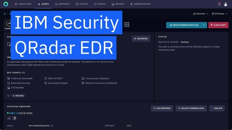 Thumbnail for IBM Security QRadar EDR 데모