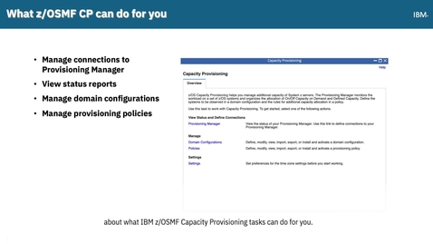 Thumbnail for z/OSMF Capacity Provisioning Tutorial