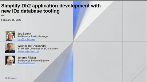 Thumbnail for Simplify Db2 application development with new IDz Database Tooling!