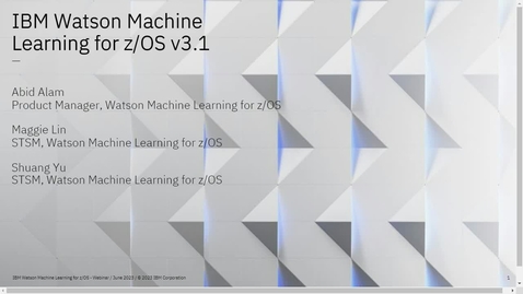 Thumbnail for entry IBM Watson Machine Learning for z/OS - The premier end-end machine learning platform offering on z/OS