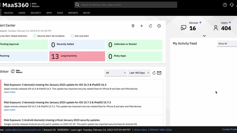 Thumbnail for MaaS360 User Risk Management, episode 2: risk incidents