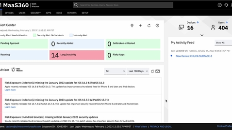 Thumbnail for MaaS360 User Risk Management, episode 1: the Security Dashboard