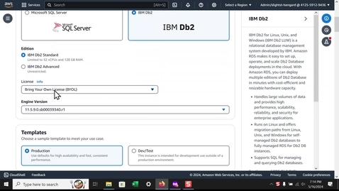 Thumbnail for entry Get started on Amazon RDS for Db2 with an AWS Marketplace License