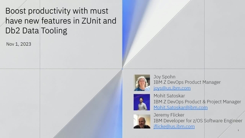 Thumbnail for entry Boost productivity with must have new features in ZUnit and Db2 Data Tooling