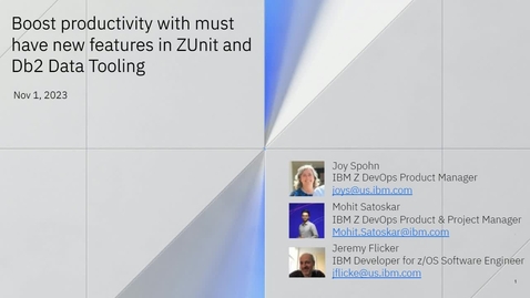 Thumbnail for Boost productivity with must have new features in ZUnit and Db2 Data Tooling