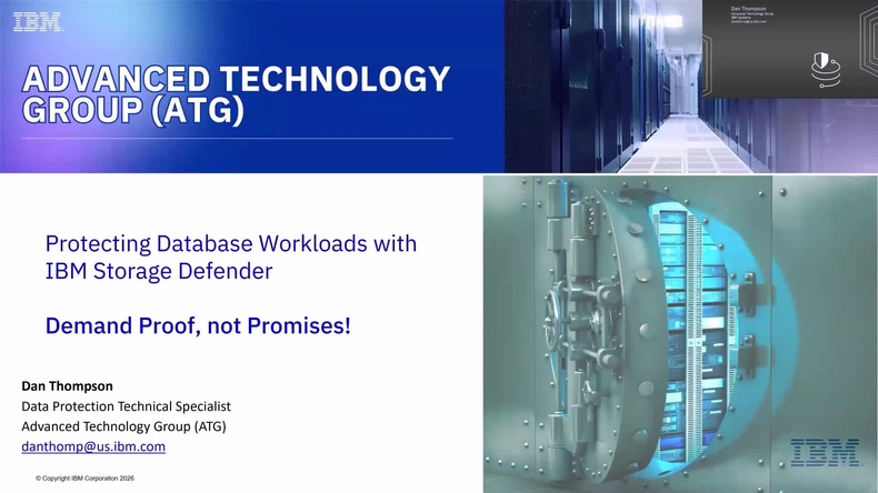 Video thumbnail for Protecting Database Workloads with IBM Storage Defender - Accelerate with ATG