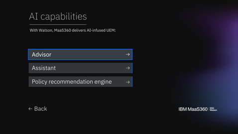 Thumbnail for Interaktive MaaS360-Produkttour: Advisor