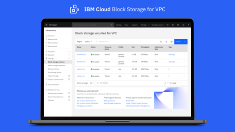 Thumbnail for IBM Cloud Block Storage for VPC