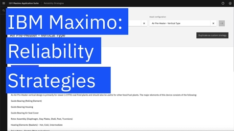Thumbnail for IBM Maximo Reliability Strategies - FMEA builder