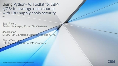 Thumbnail for Using Python® AI Toolkit for IBM® z/OS® to leverage open source with IBM supply chain security