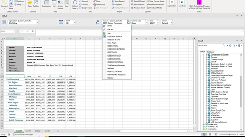 Thumbnail for IBM Planning Analytics for Excel Add-In