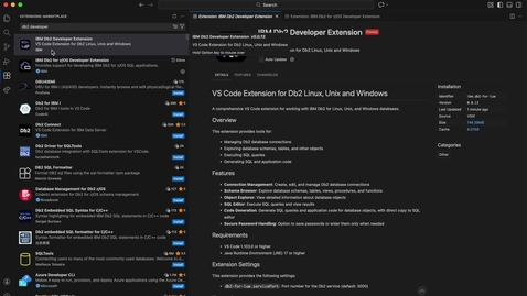 Thumbnail for IBM Db2 Developer Extension for VS Code Demo