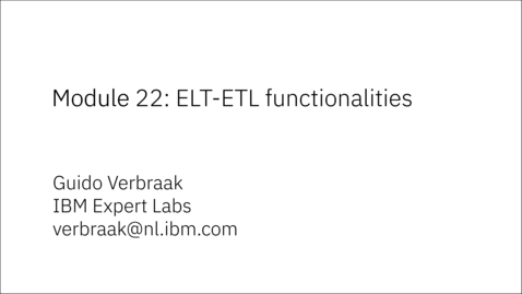 Thumbnail for Module 22: ELT-ETL functionalities