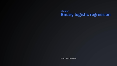Thumbnail for entry SPSS Statistics Early Access Program - Binary logistic regression