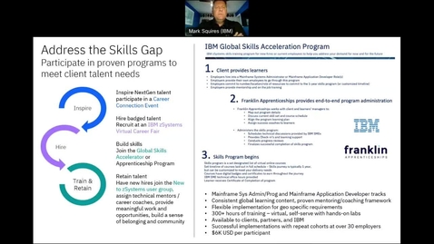 Thumbnail for entry Mark Squires, IBM Z Canada ; Presenting the IBM Z Skills Global Accelerator Program to your Clients (June 2023)