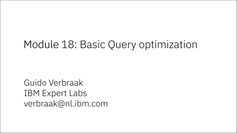 Thumbnail for Module 18: Basic Query optimization