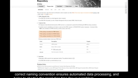 Thumbnail for Using ECuRep to submit problem diagnostic data to IBM