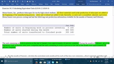 Thumbnail for entry Introductory Accounting 2 - Problem Demo Exercise 18-2