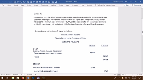 Thumbnail for Govt Acctg--Exercise 9-7 REVISED (PROBLEM DEMO)